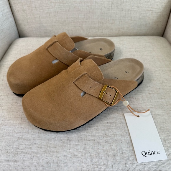 Quince Womens Water Repellent Suede Clog Mule Slip On Shoes Pecan Tan Size 8 New - Picture 2 of 10